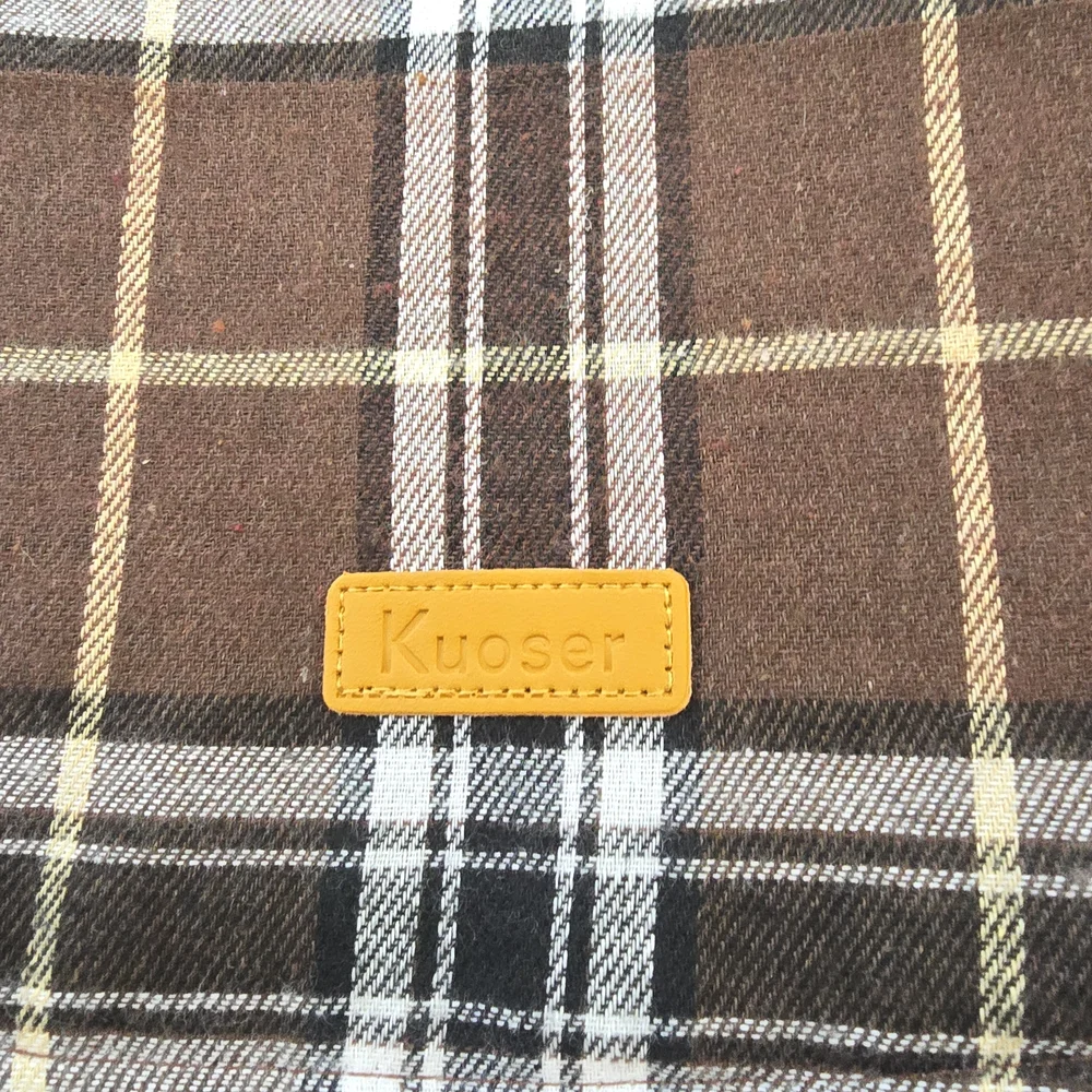 NEW Kuoser Brown Plaid Quilted Reversible Dog Coat Jacket (Size: Large)